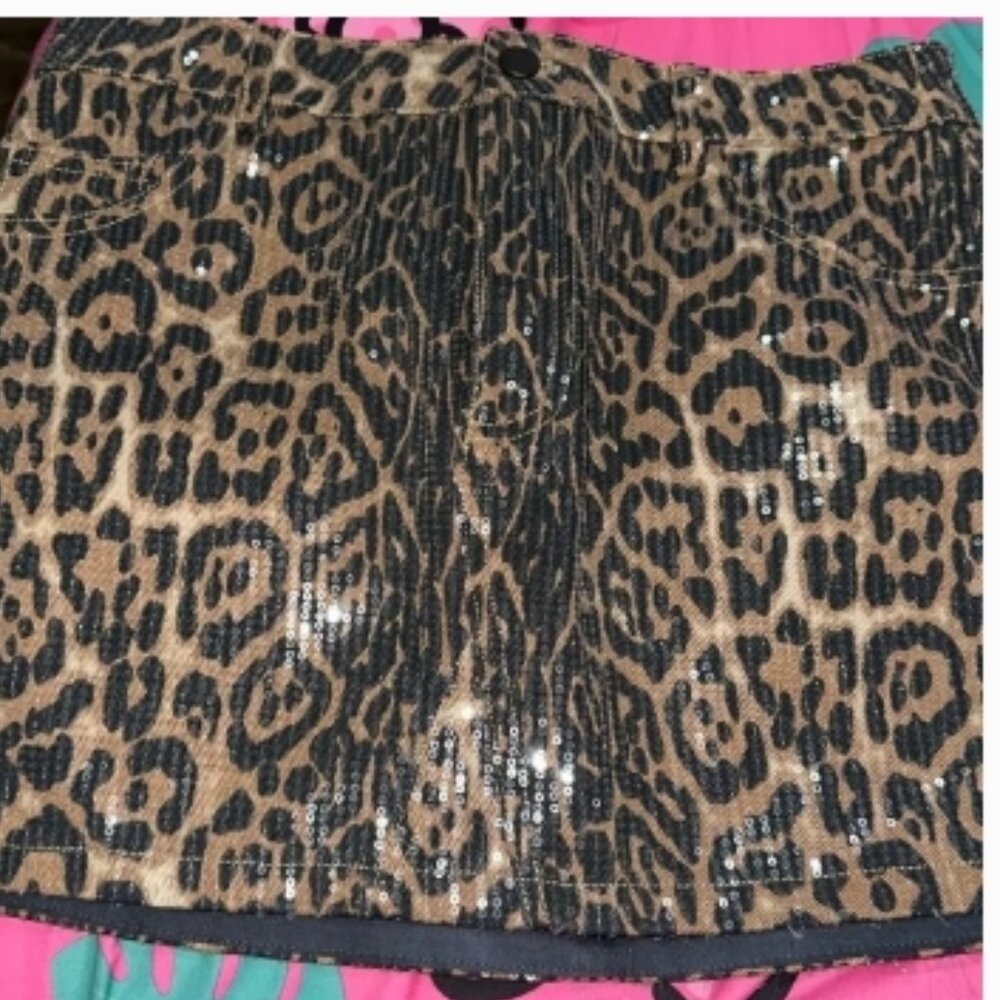 Cheetah sequin mini skirt